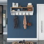 Hanah Home P2 - 2460 Perchero Recibidor con Almacenamiento y Ganchos de Metal, Blanco y Nogal, 120x37.2x22.2 cm